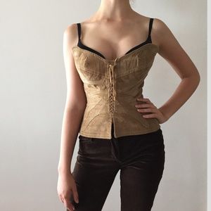 Dolce & Gabbana tan corduroy corset top